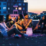 Best friends on a rooftop party